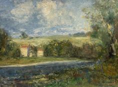 English School (early 20th century): Rural River Landscape