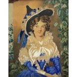 English School (19th century): Elizabethan Witch in Blue Dress and Hat