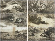 After Archibald Thorburn (Scottish 1860-1935): 'Snipe' 'Partridge' 'Ryper' 'Woodcock' 'Pheasant' 'Th