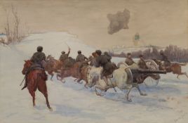 Adrian Jones (British 1845-1938): Cossack Horsemen