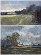 Norman Battershill (British 1922-): 'Passing Rain Marnhull' Dorset and 'Autumn'