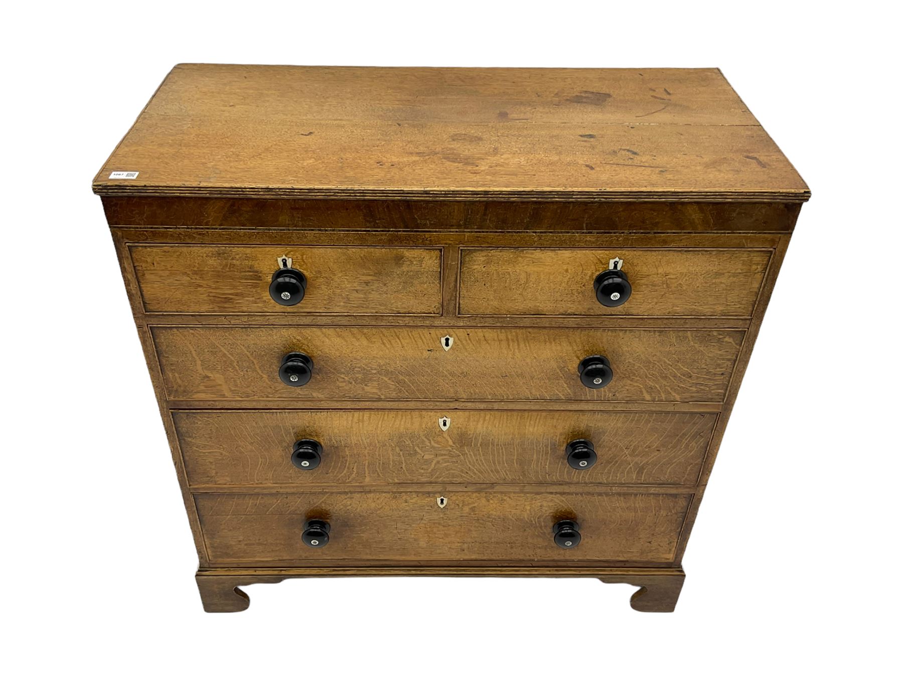 Georgian oak and mahogany banded chest - Image 2 of 3