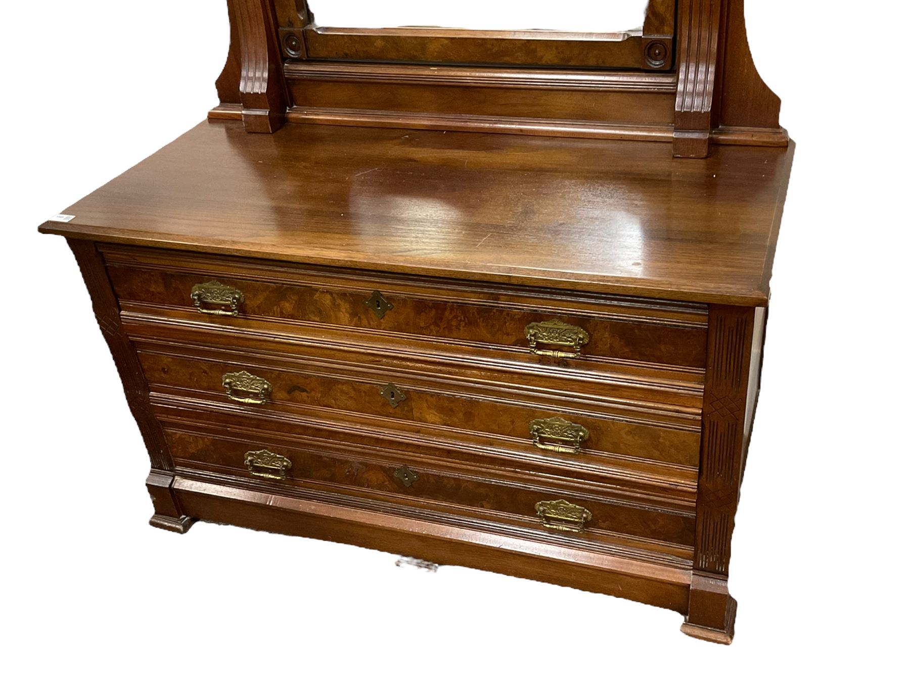 Late 19th/early 20th century walnut dressing chest with mirror back - Image 4 of 4