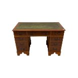 Yew wood twin pedestal office desk