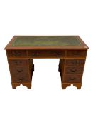 Yew wood twin pedestal office desk