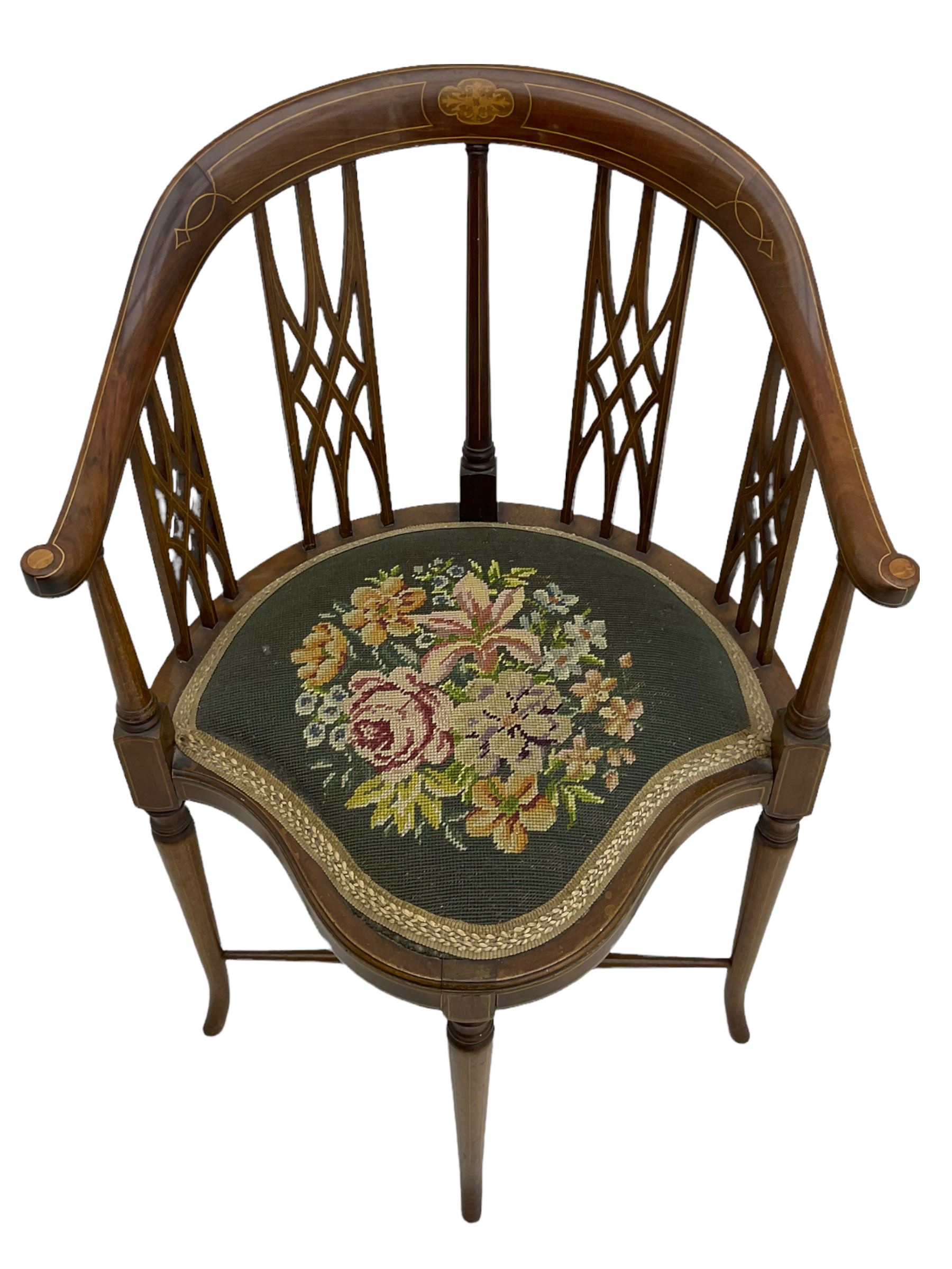 Edwardian inlaid mahogany corner chair - Image 2 of 4