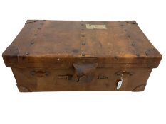 Large early 20th century leather travelling trunk