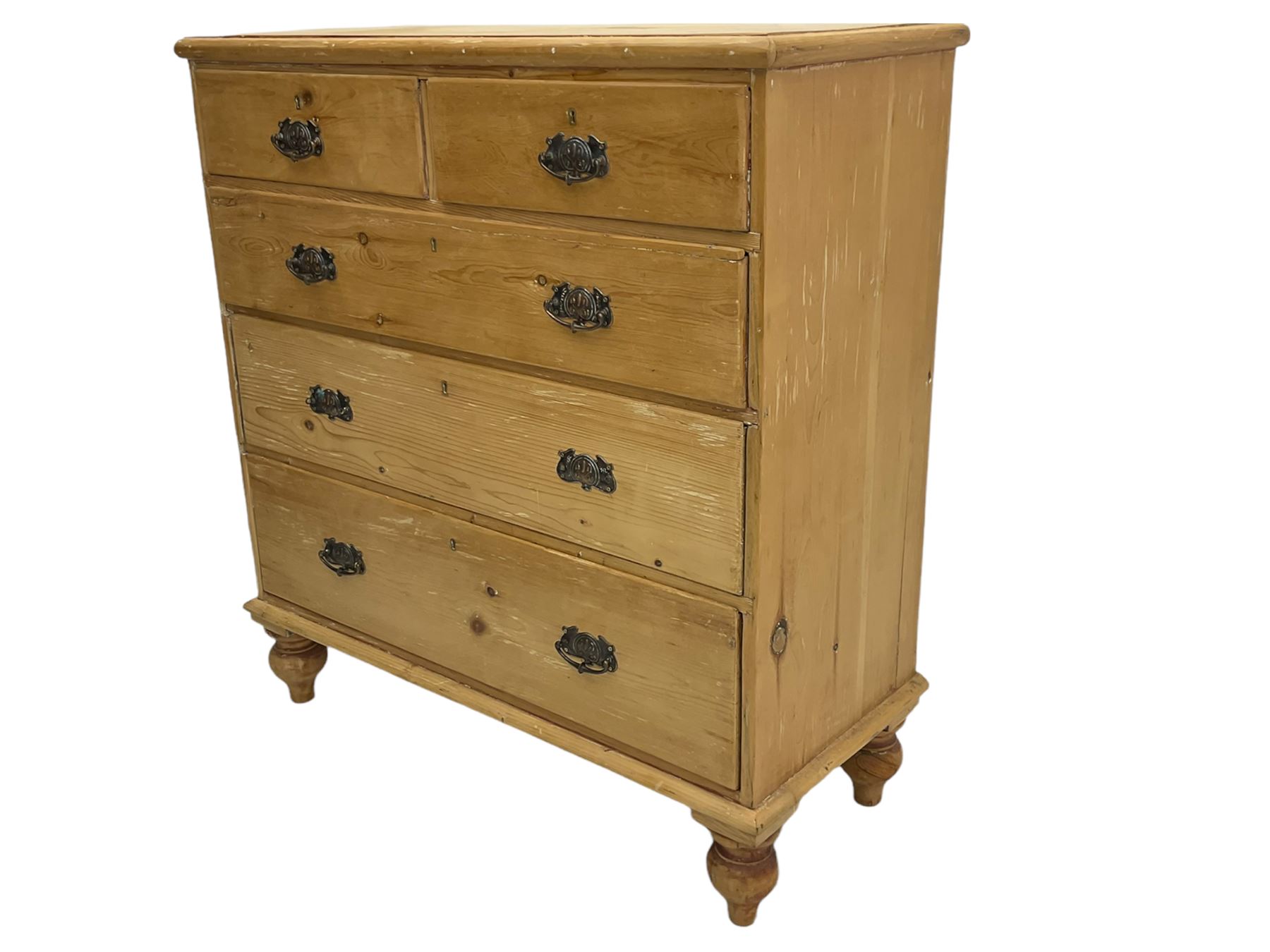 Late 19th century stripped pine chest - Image 3 of 6