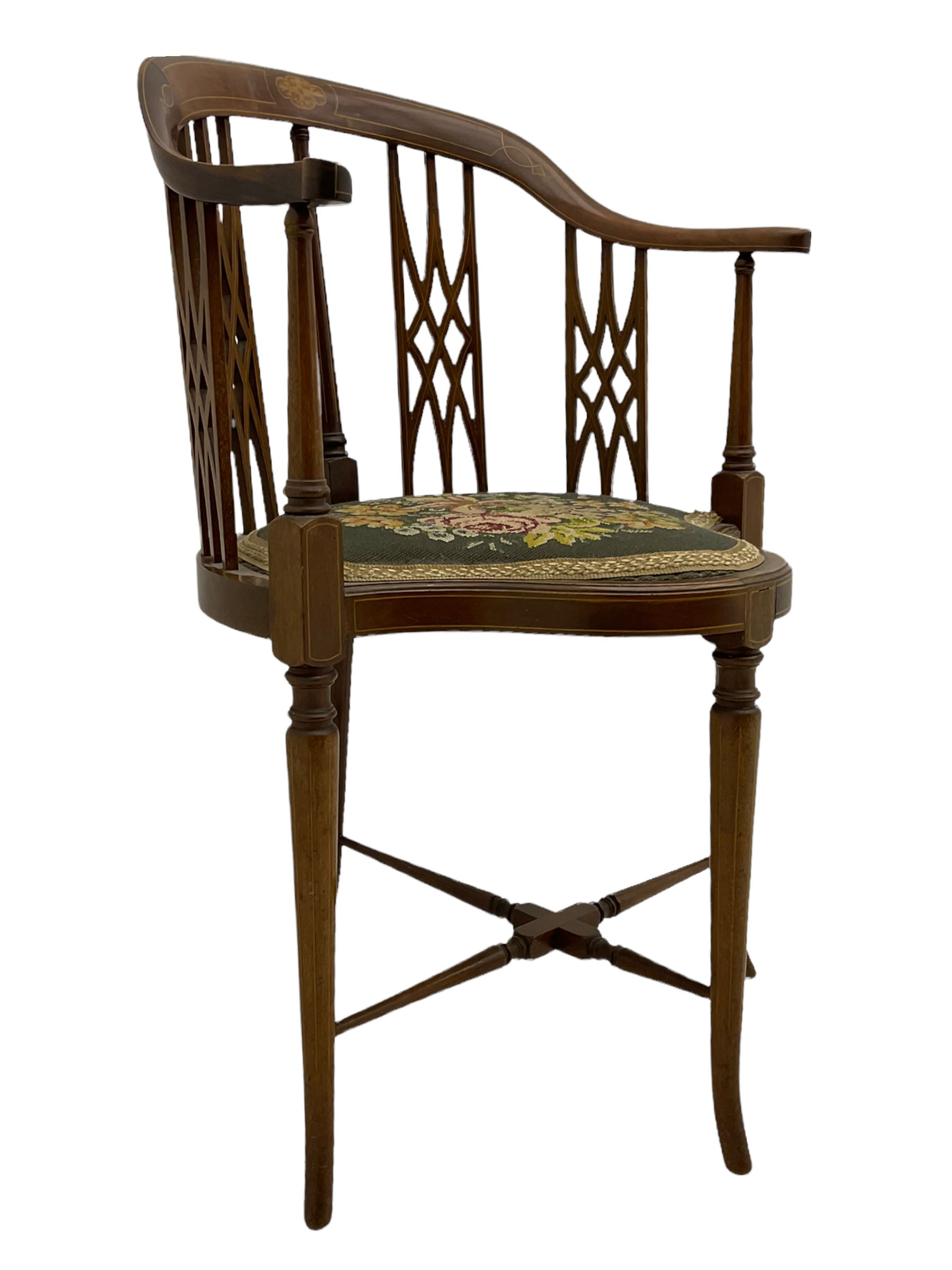 Edwardian inlaid mahogany corner chair - Image 3 of 4
