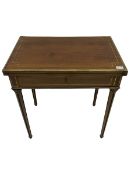 French walnut brass mounted inlaid writing card table