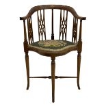 Edwardian inlaid mahogany corner chair