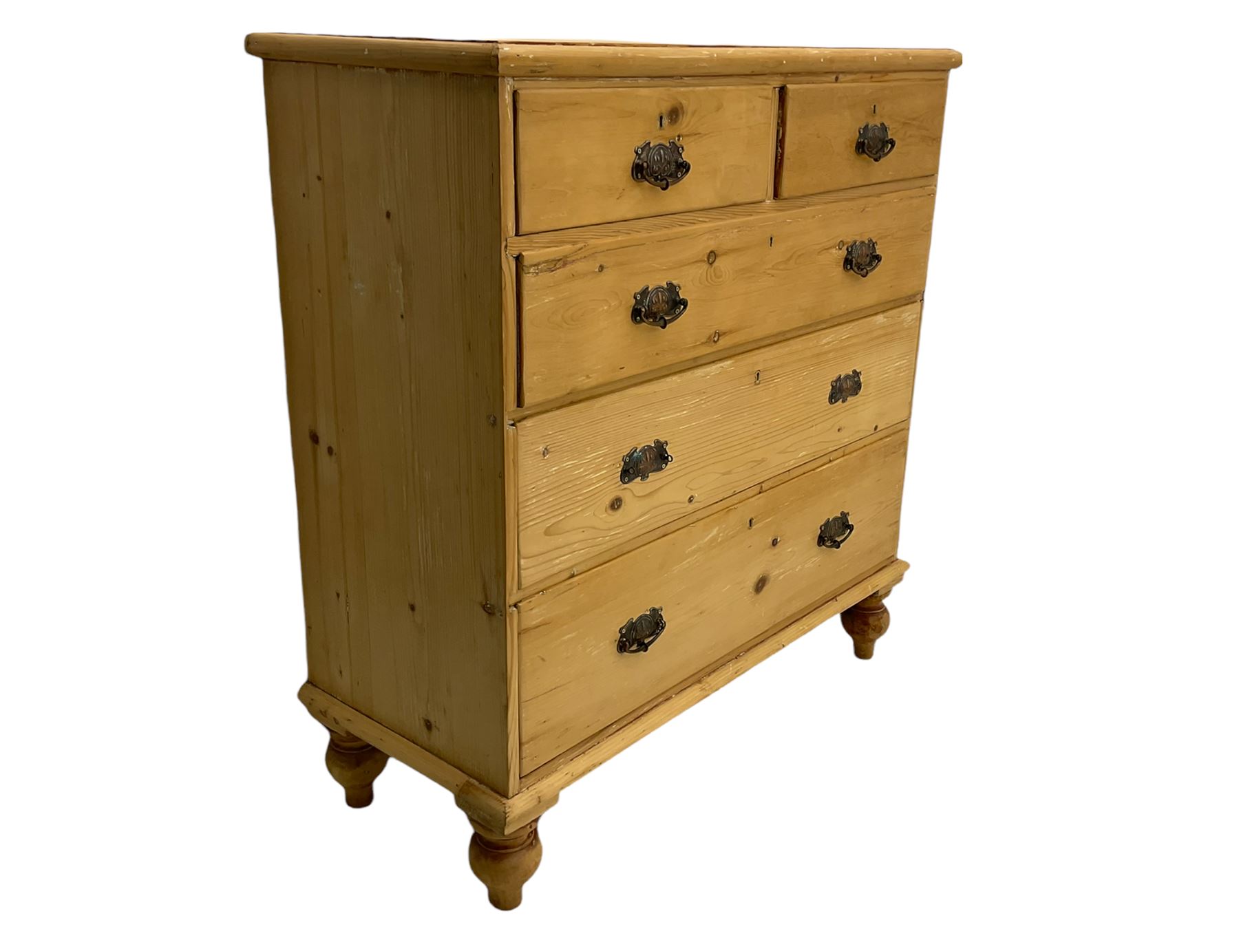 Late 19th century stripped pine chest - Image 2 of 6