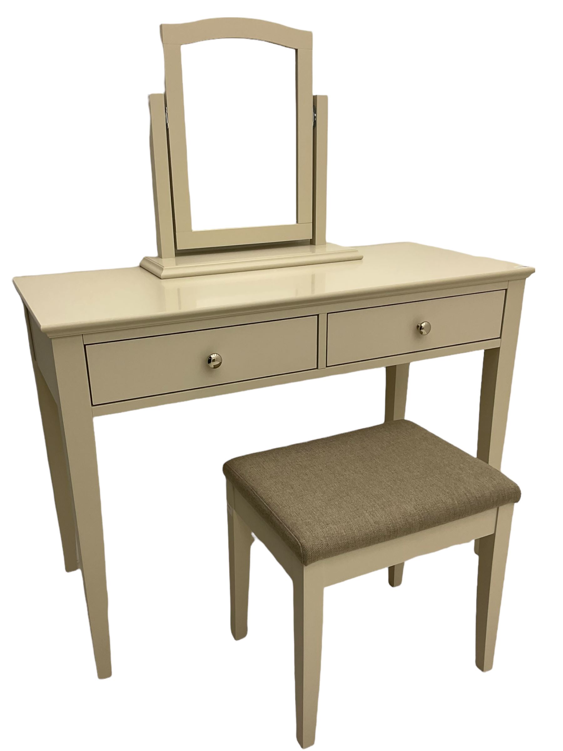 White finish two drawer dressing table