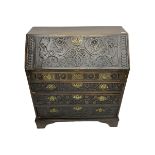 19th century carved oak bureau