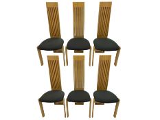 Six contemporary solid beech high back chairs