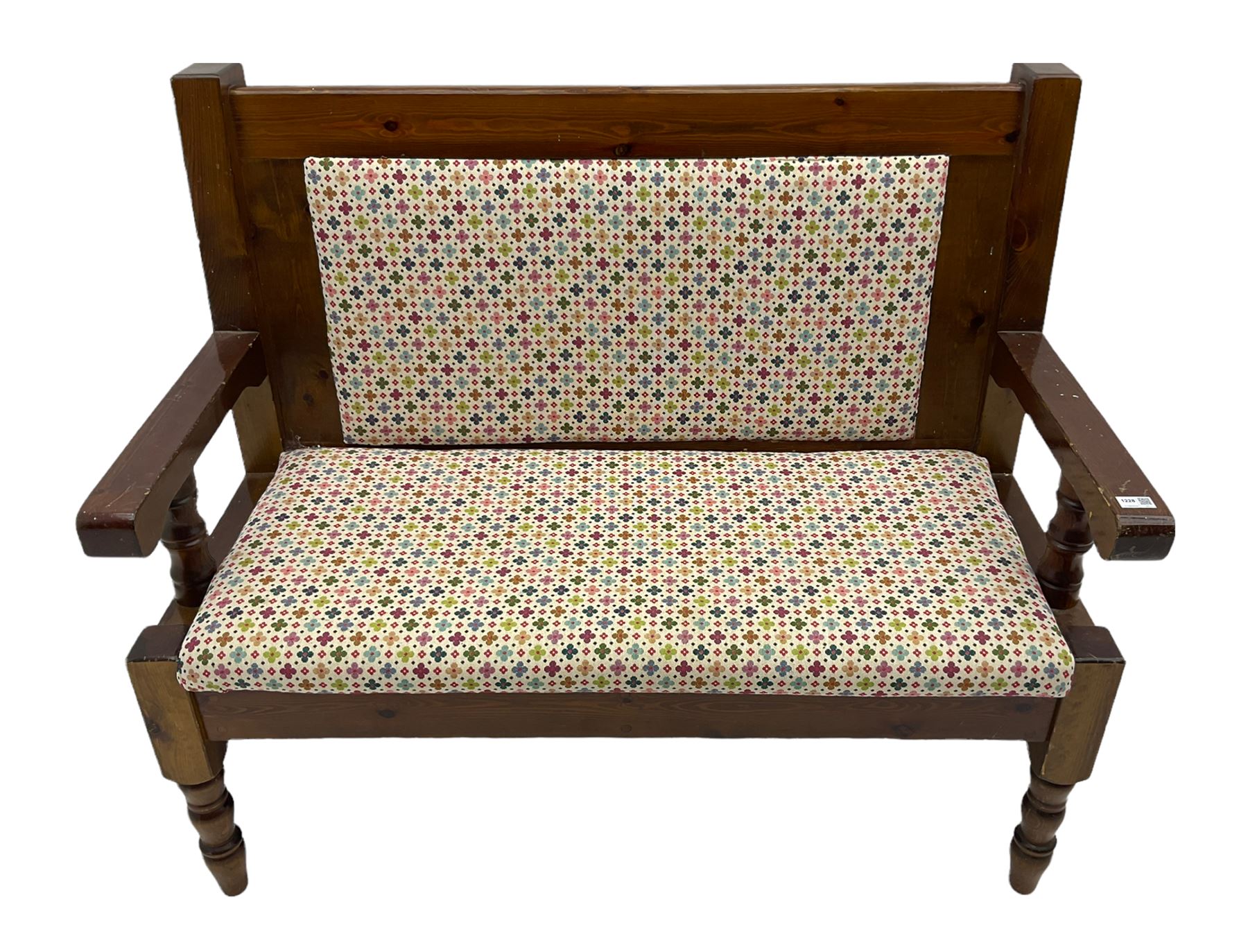 Polished pine bench seat - Image 2 of 5