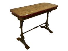 19th century Nesfield cast iron pub table base with timber top