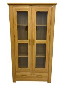 Light oak bookcase display cabinet