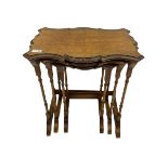 Late 19th century figured walnut nest of tables