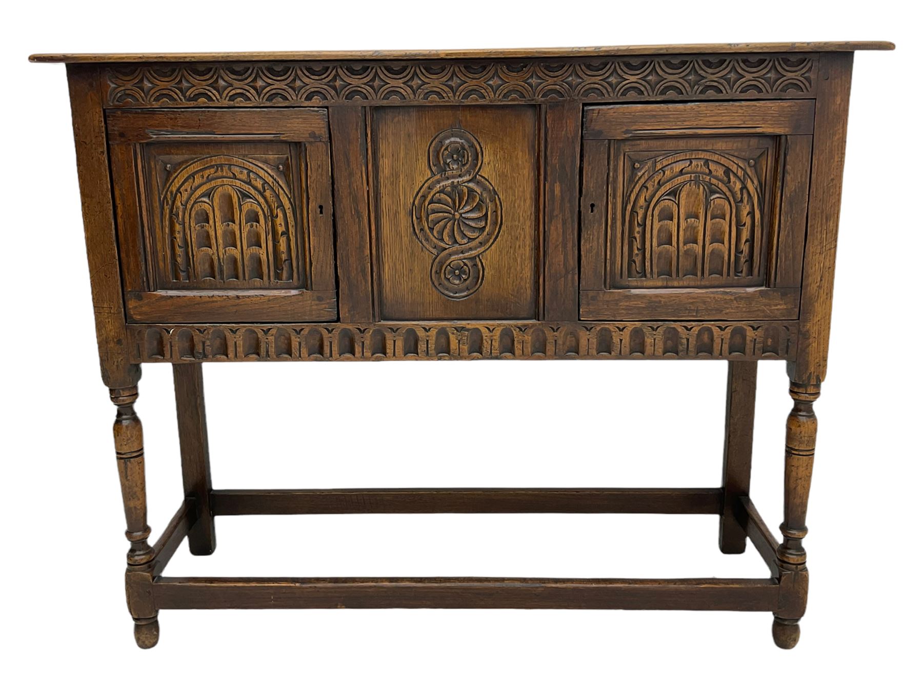 17th century style caved oak side cabinet - Image 2 of 7