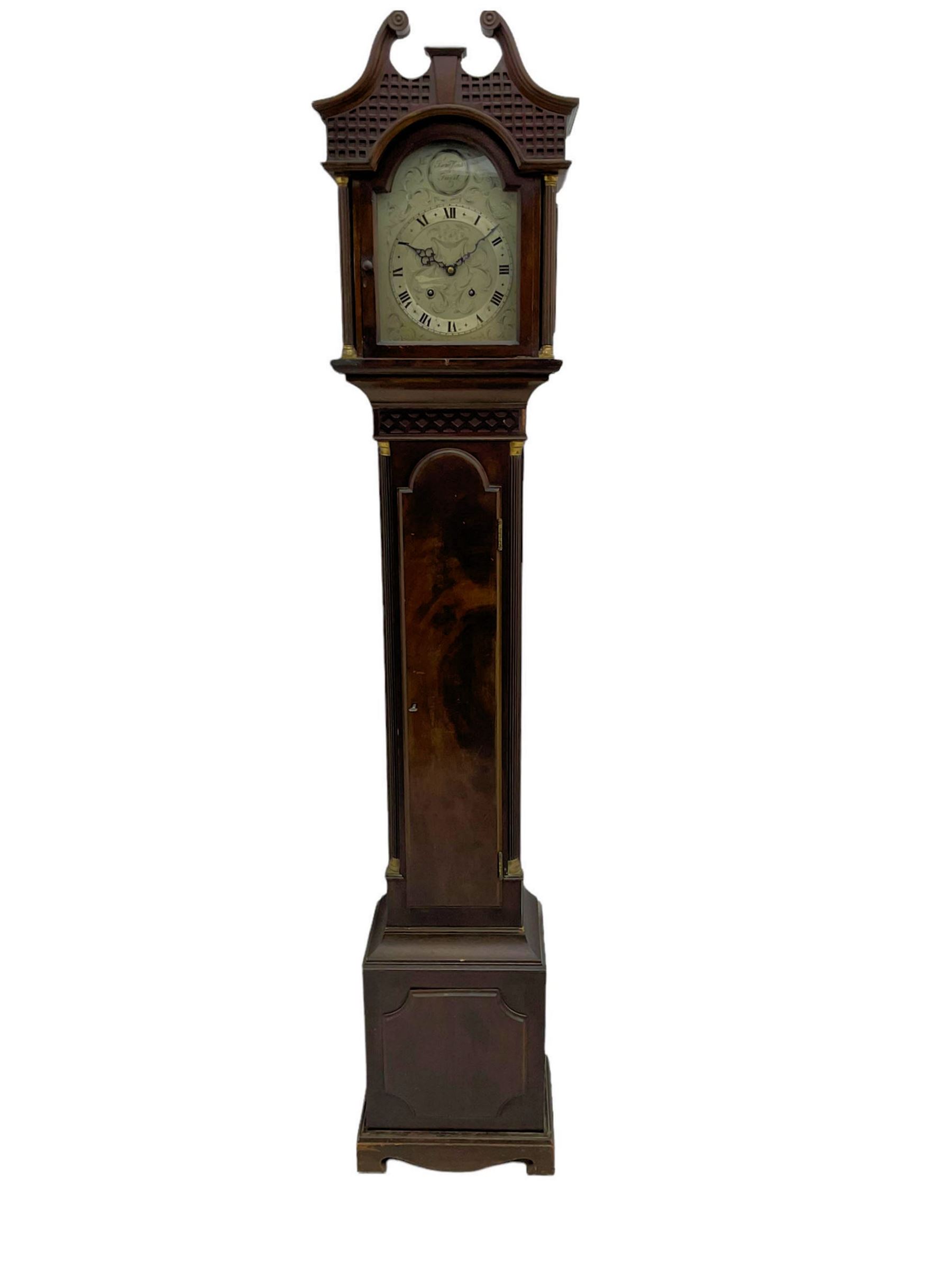 A compact mid-20th century �Grandmother� clock in a replica Georgian styled case c1950