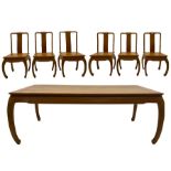 Oriental hardwood rectangular dining table