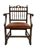 Late 18th century walnut 'Drunkard's' chair