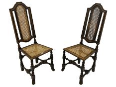 Pair Victorian high back hall chairs in the Carolean style