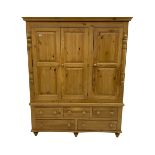 Solid pine large triple wardrobe