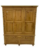 Solid pine large triple wardrobe