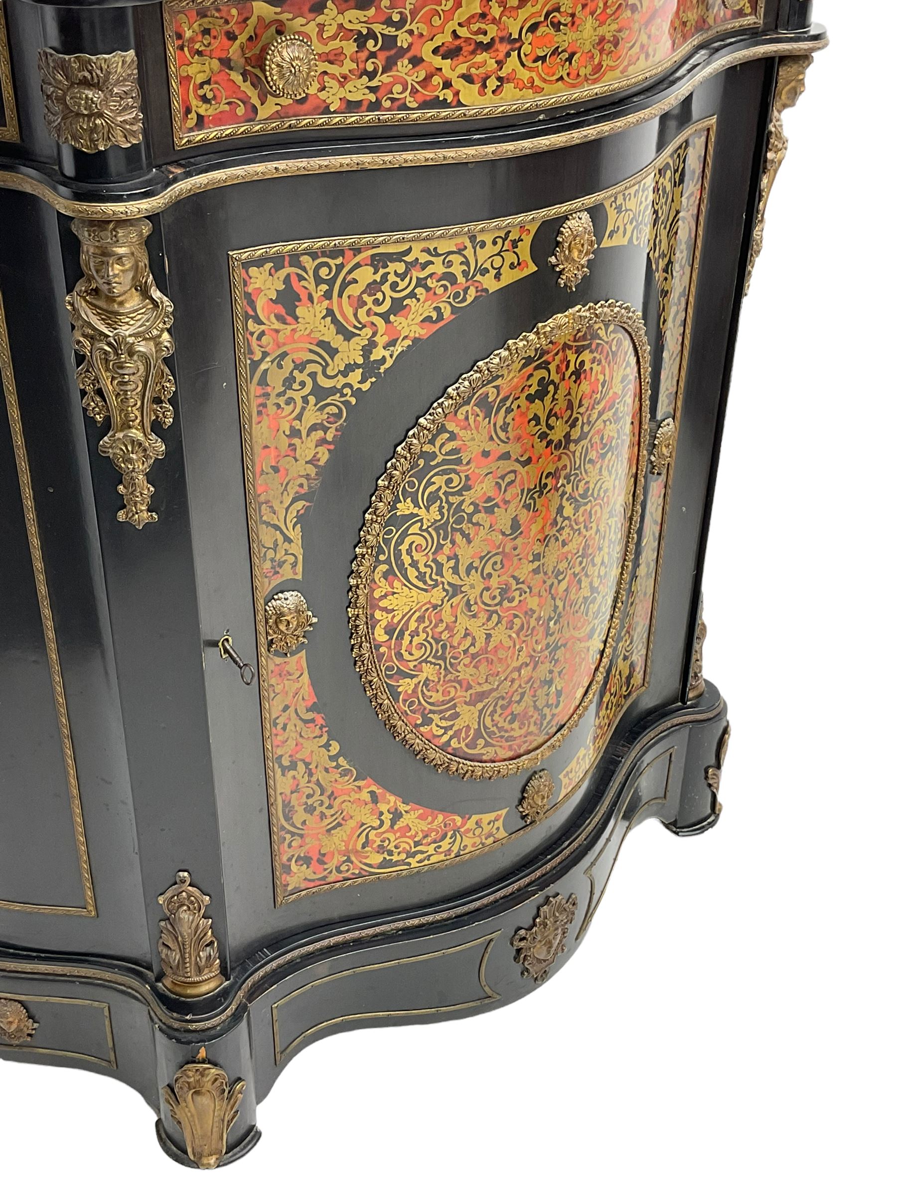 Victorian style simulated boulle work and black lacquered side cabinet - Image 4 of 4