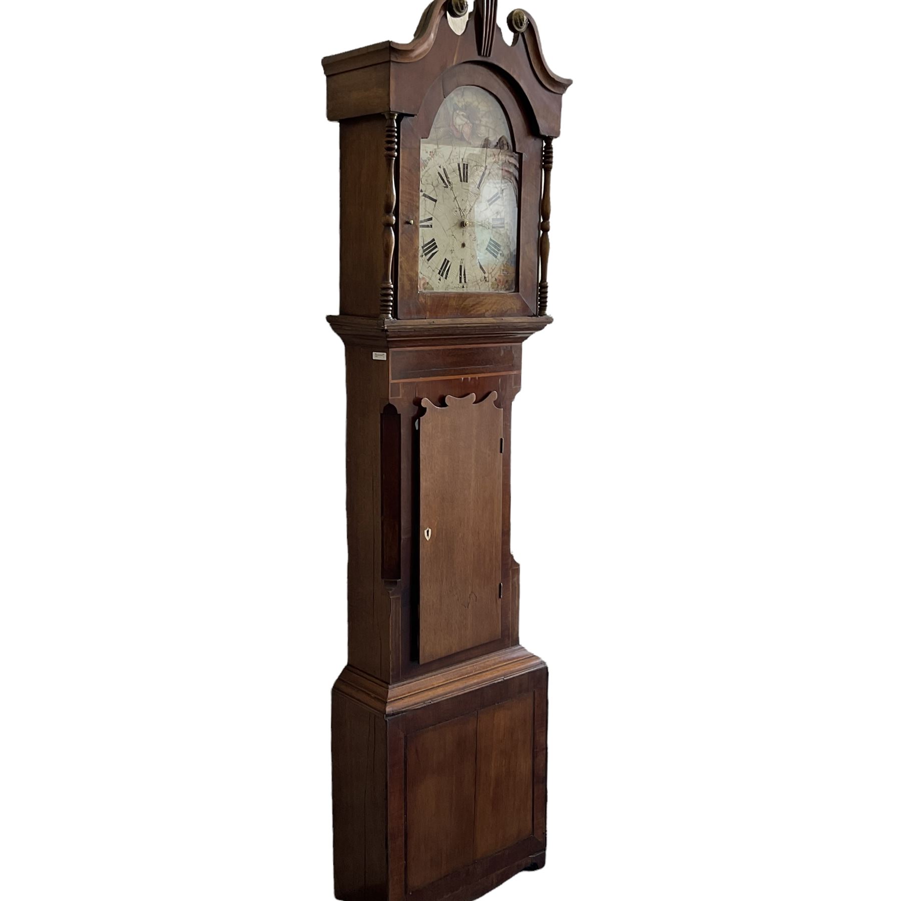 A mid-19th century 30 hour longcase clock in an oak and mahogany case with an inset maple panel and - Image 2 of 4