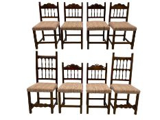 Set eight oak dining chairs
