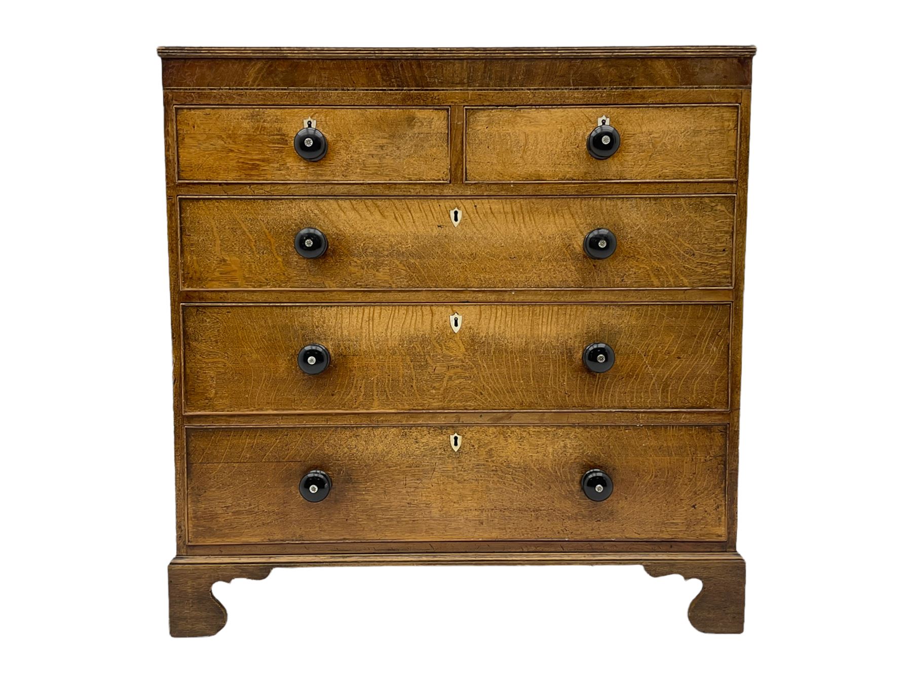 Georgian oak and mahogany banded chest