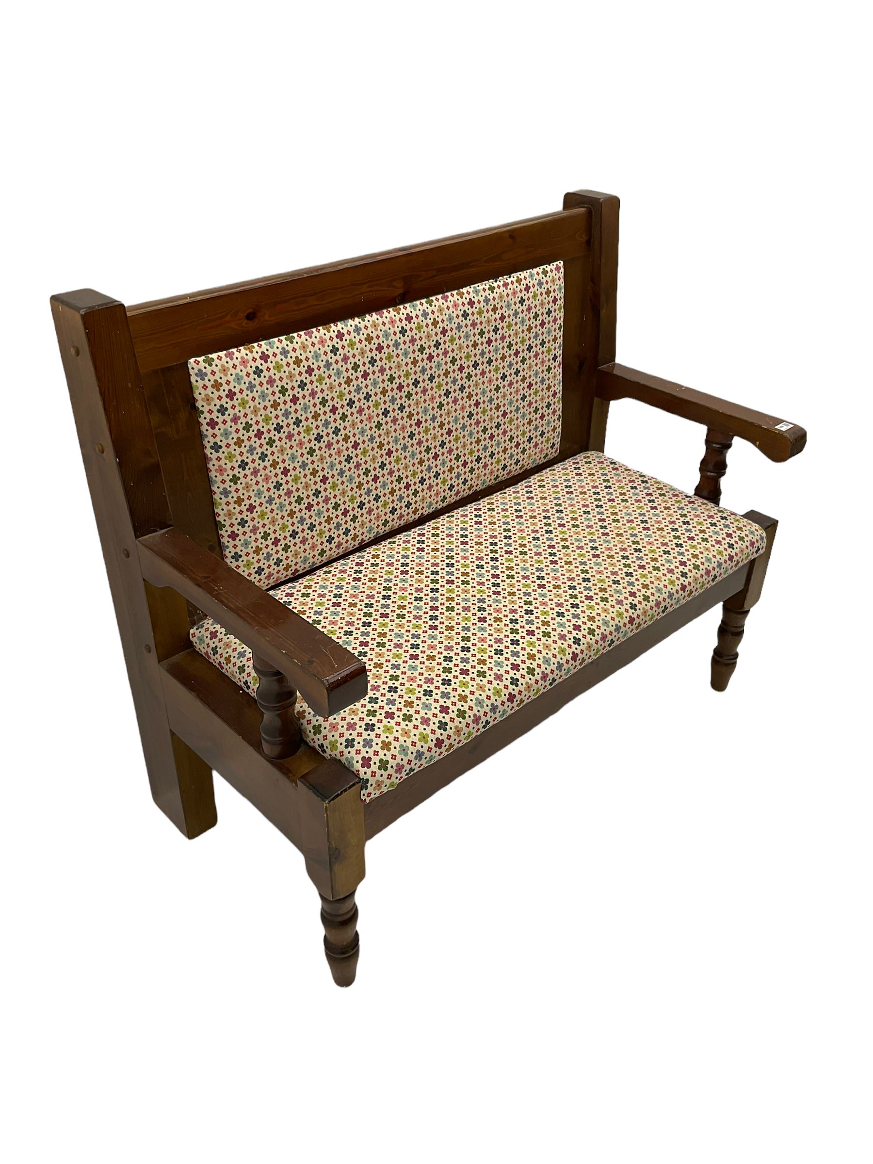 Polished pine bench seat - Image 4 of 5