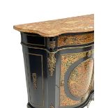 Victorian style simulated boulle work and black lacquered side cabinet