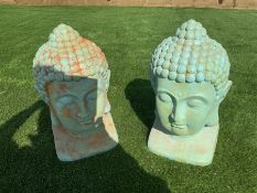 Pair of composite paimted Buddha heads