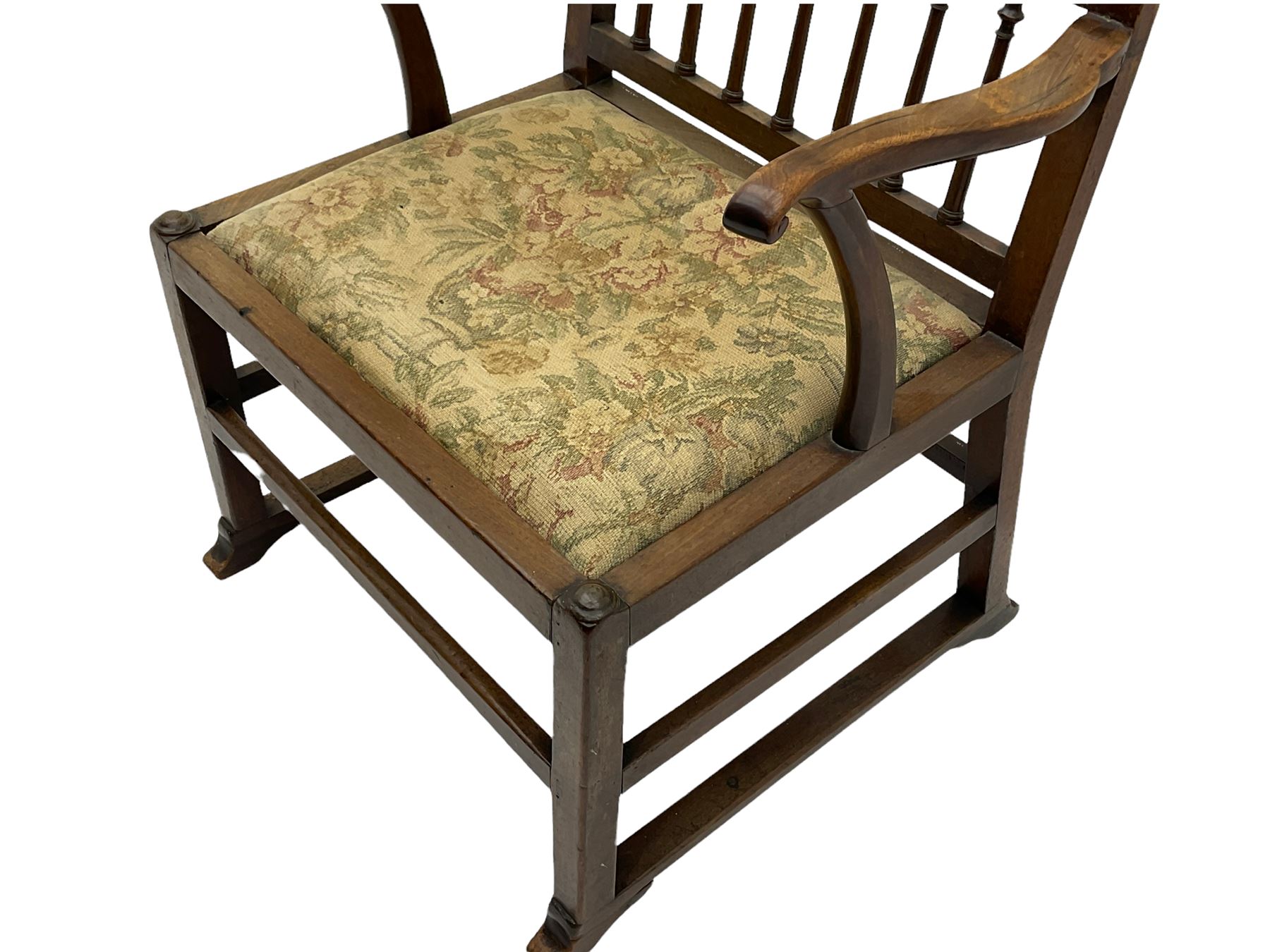 Late 18th century walnut 'Drunkard's' chair - Image 3 of 5