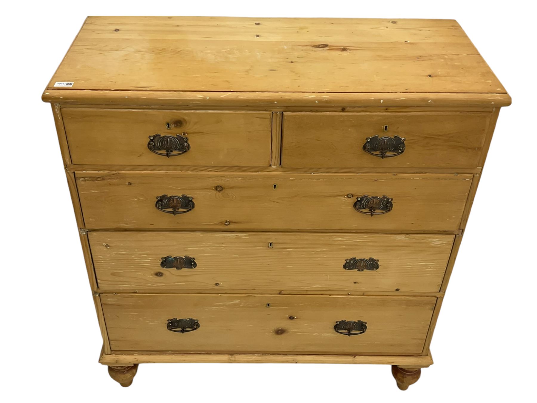 Late 19th century stripped pine chest - Image 4 of 6