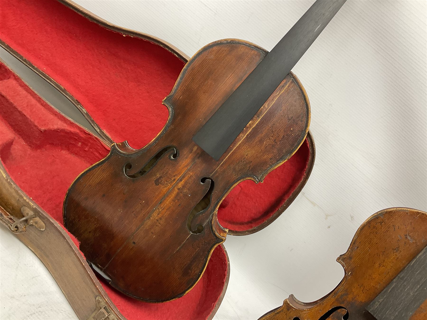 French violin for restoration with 36cm two-piece maple back and ribs and spruce top - Image 24 of 24