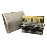 Scandalli Vibrante Three piano accordion in Art Deco black and white case with jewelled decoration