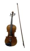 German Saxony violin c1900 with 35.5cm two-piece medium grain maple back and ribs and medium grain s