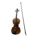 German Saxony violin c1900 with 35.5cm two-piece medium grain maple back and ribs and medium grain s