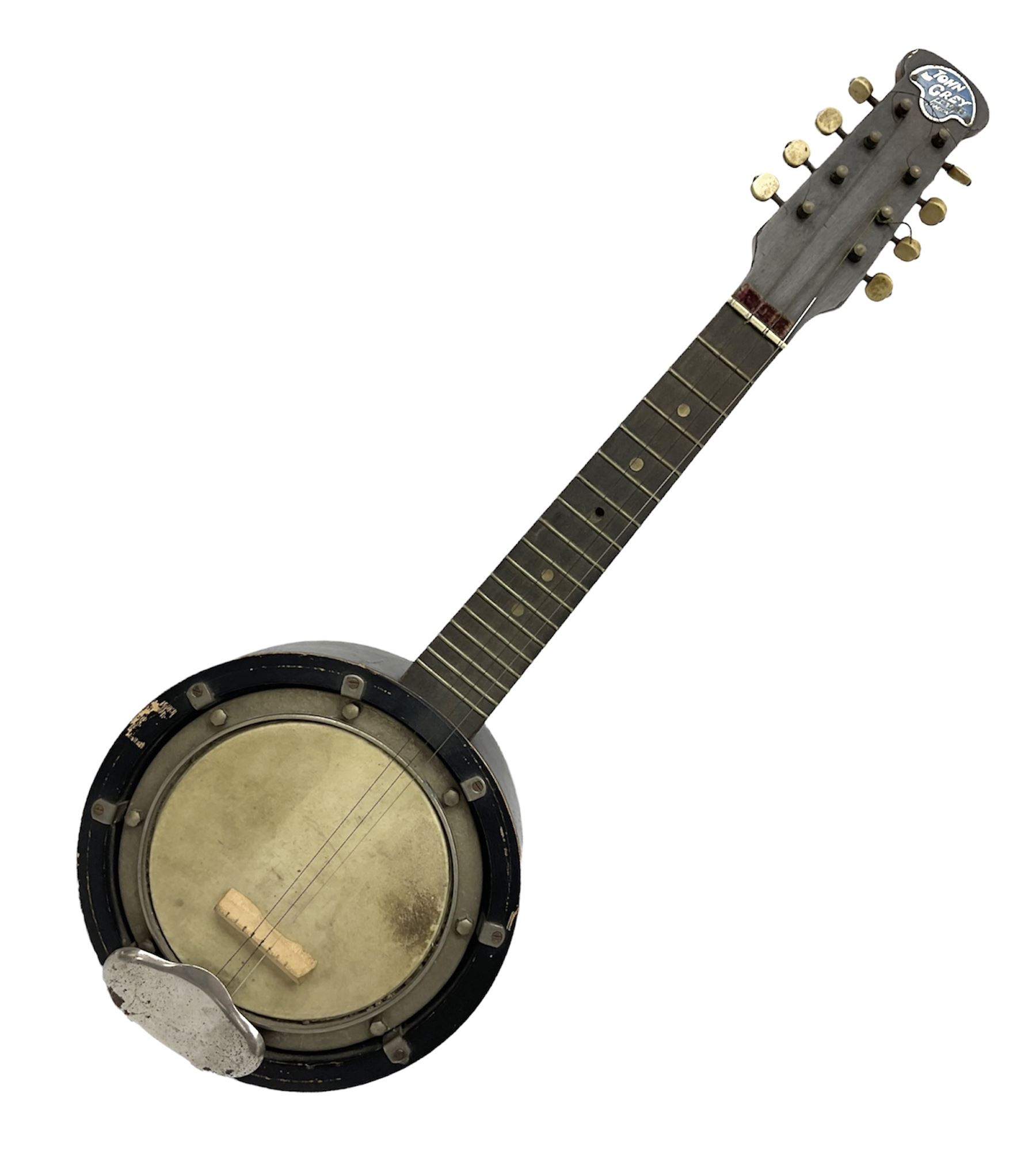 Early 20th century John Grey & Sons London eight-string banjo mandolin with 20cm (8") head L58cm