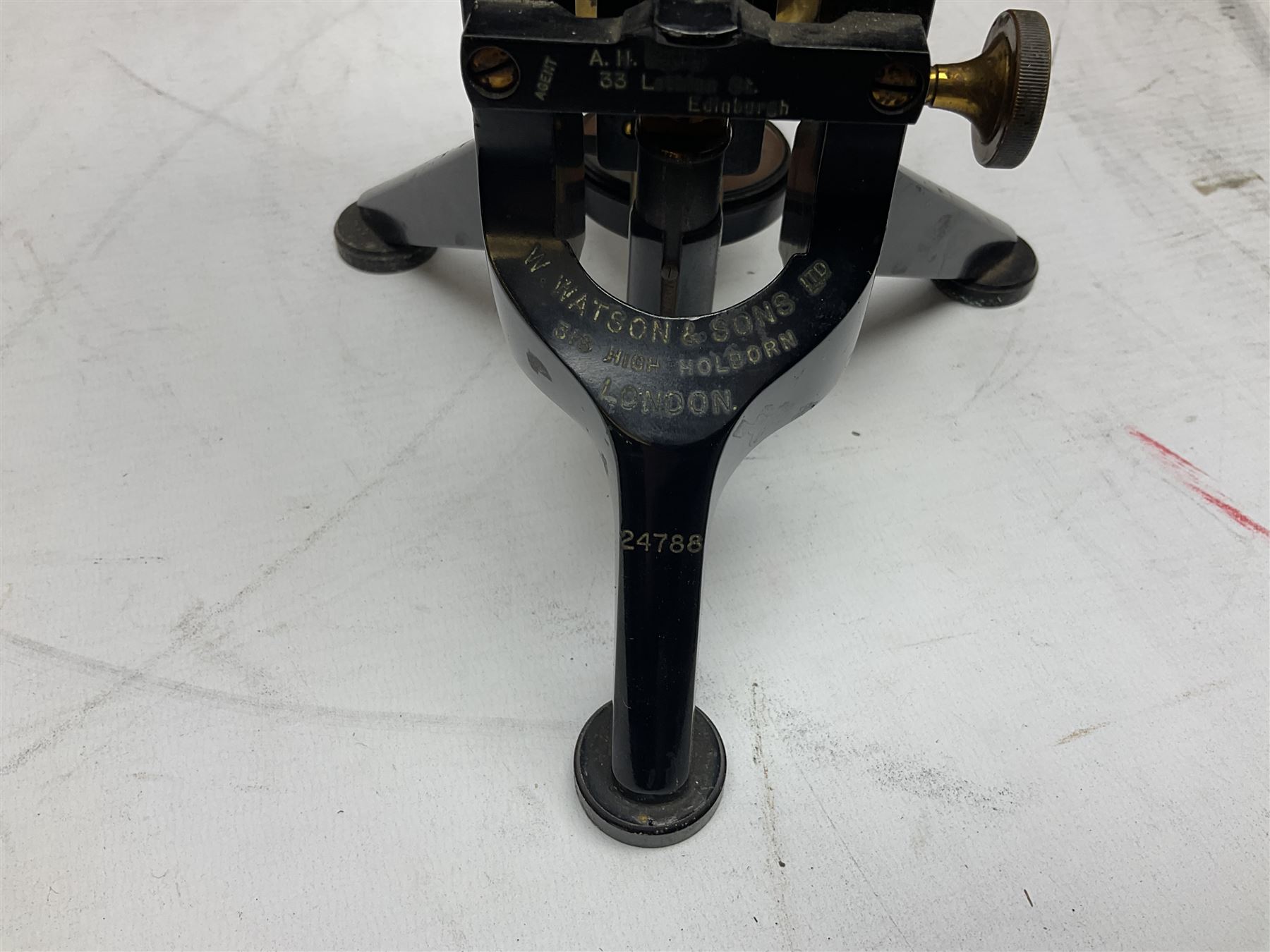 19th century brass and black japanned monocular microscope by W. Watson & Sons Ltd. 313 High Holborn - Image 2 of 15