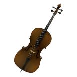 Modern student's three-quarter size cello with 67cm two-piece back and spruce top L110cm overall