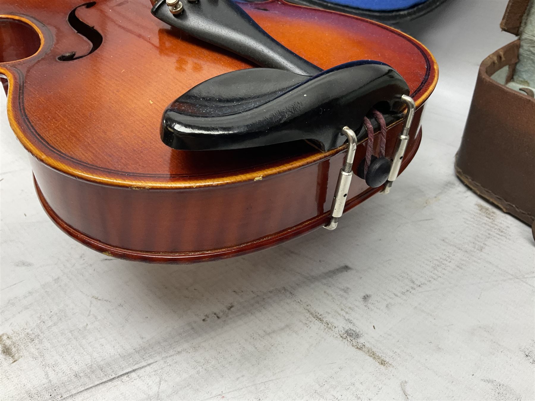 Late 19th century French violin for restoration and completion with 36cm two-piece maple back and ri - Image 9 of 19