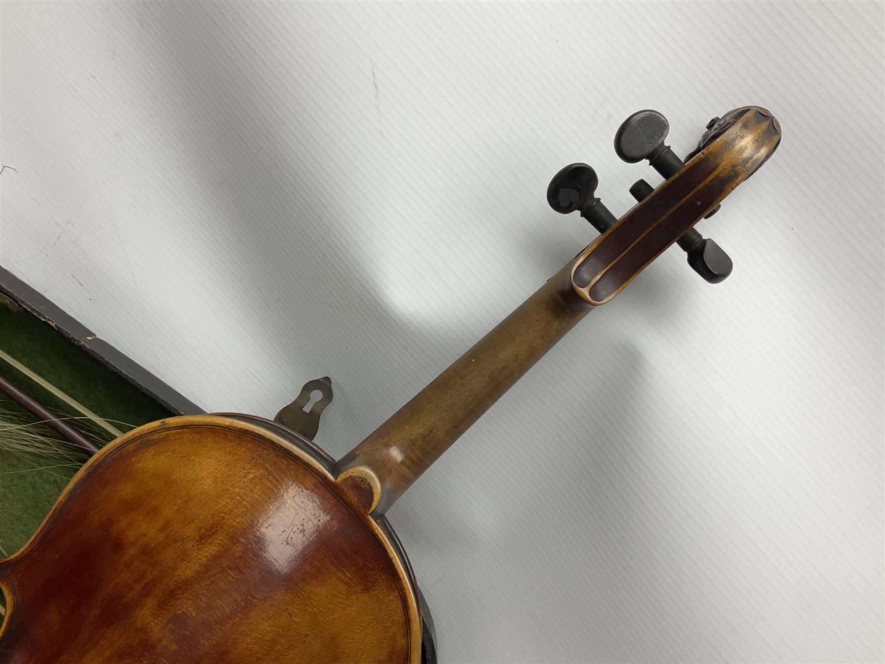 German violin c1890 for restoration and completion with 36cm two-piece maple back and ribs and spruc - Image 7 of 15