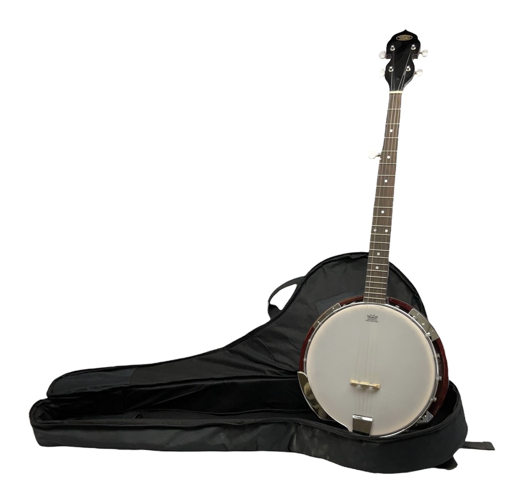 Classic Cantabile five-string banjo with sapele mahogany back L97.5cm; in soft carrying case