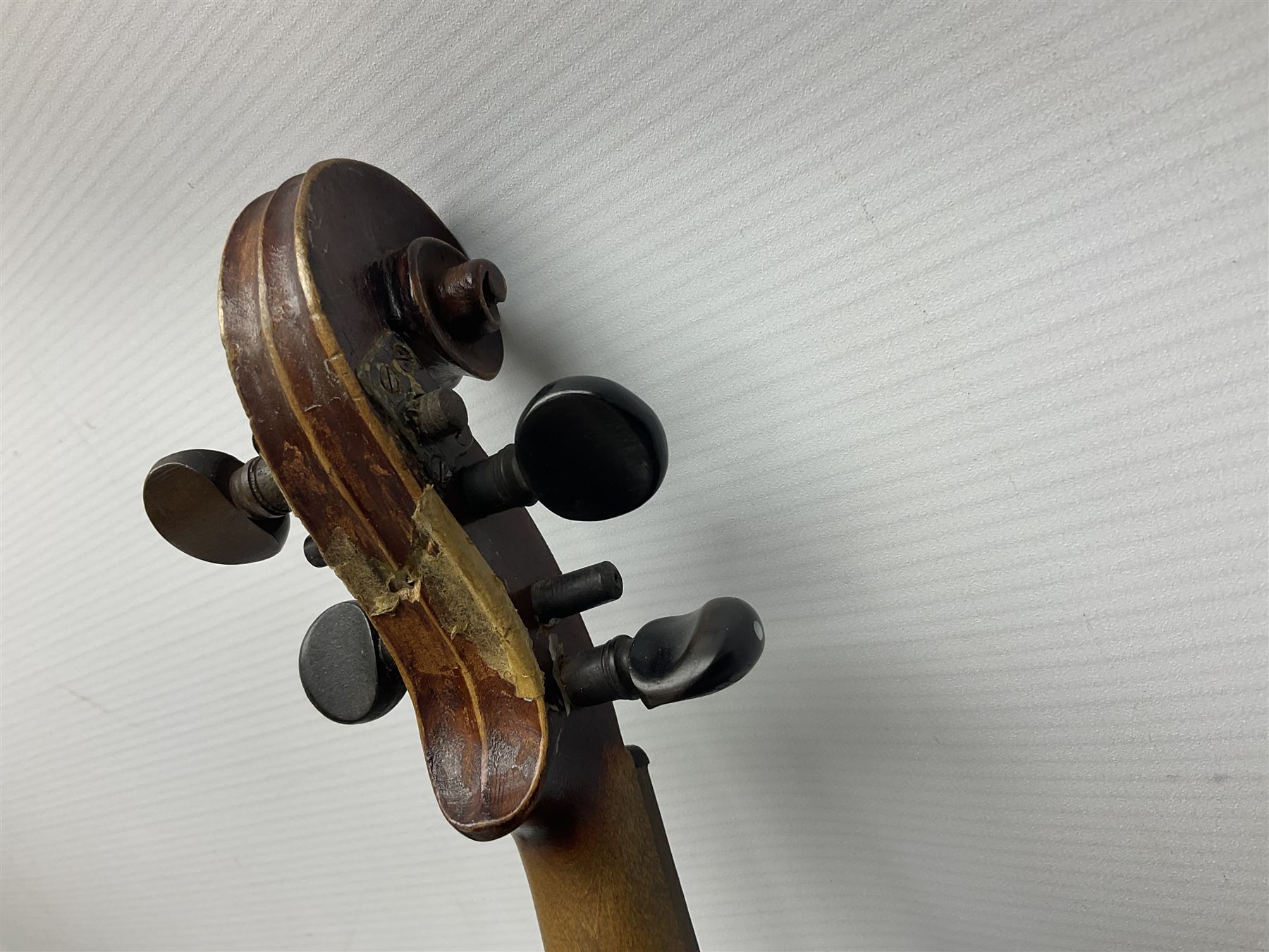 Late 19th century French violin for restoration and completion with 36cm two-piece maple back and ri - Image 14 of 19